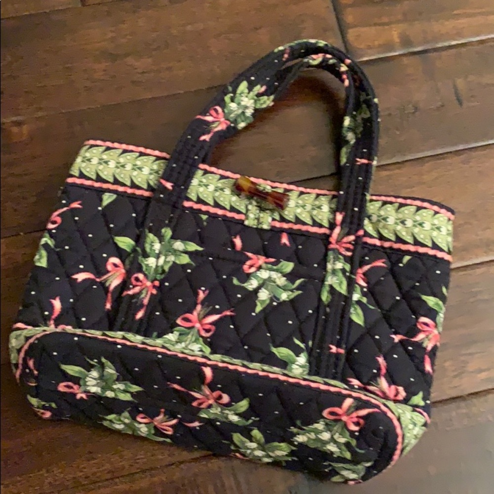 Vera Bradley Black, pink & green Fabric tote